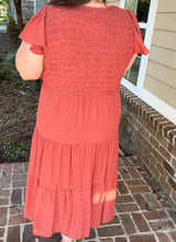 Flutter Smocked Midi Plus i Dress | Chili