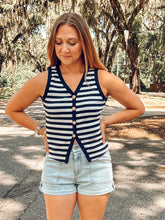 Nautical Striped Knit Vest | Navy