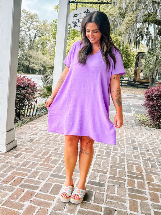 Faith Shift Curvy Dress | Lavender