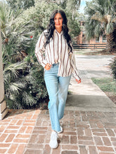 Cotton Dolman Striped Top | Brown
