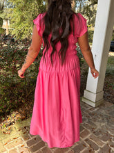 Shirred Midi Dress | Pink