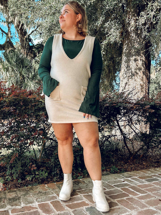 Bell Sleeve Ribbed Top | Dark Green