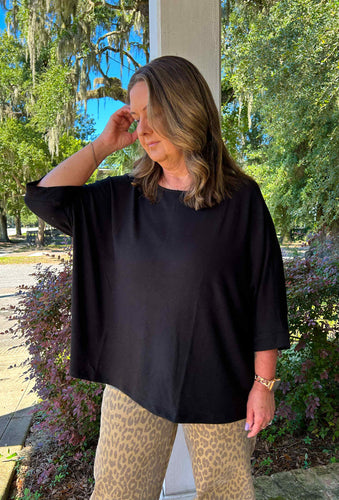 Classic Oversize Dolman Top | Black