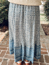 Boho Floral Maxi Skirt | Blue