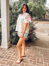 Textured Embriodery Puff Top | Cream