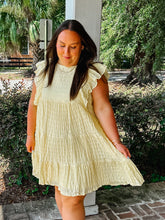 Textured Shadow Curvy Dress | Yellow