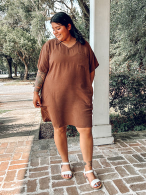 Airflow VNeck Tee Dress | Brown