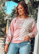 Patchwork Floral Ribbed Top | Pink