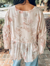 Floral Chiffon Peplum Top | Blush