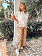 Polka Dot Wide Leg Pant | Taupe