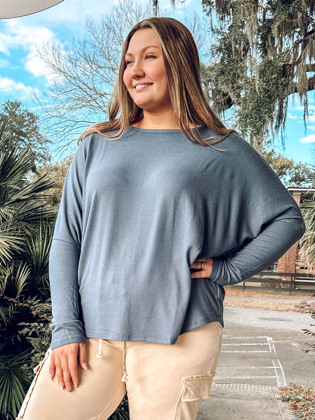 Relaxed Dolman Top | Dusty Navy