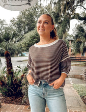 Waffle Binding Relaxed Top | Brown/Cream