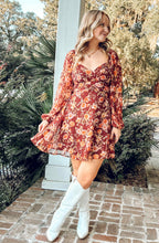 Sweetheart Floral Dress | Burgundy