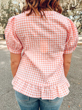 Gingham Button Top | Pink