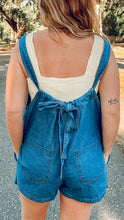 Denim Shortall Romper | Medium Blue