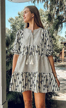 Flocked Floral Striped Dress | Olive