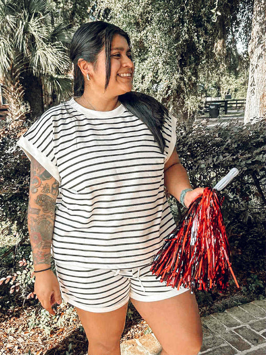 Team Player Striped Set | Black/White
