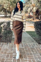 Satin Slip On Pencil Skirt | Brown