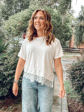 Asymmetrical Lace Trim Top | Ivory