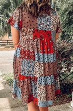 Patchwork Floral Babydoll Dress | Rust