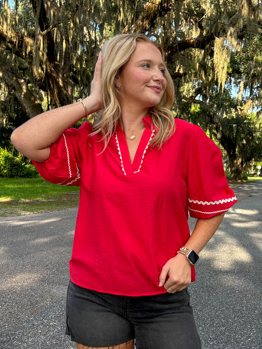 Defense Wavy Contract Top | Red