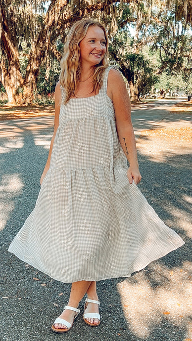 Gingham Embroidered Dress | Vintage