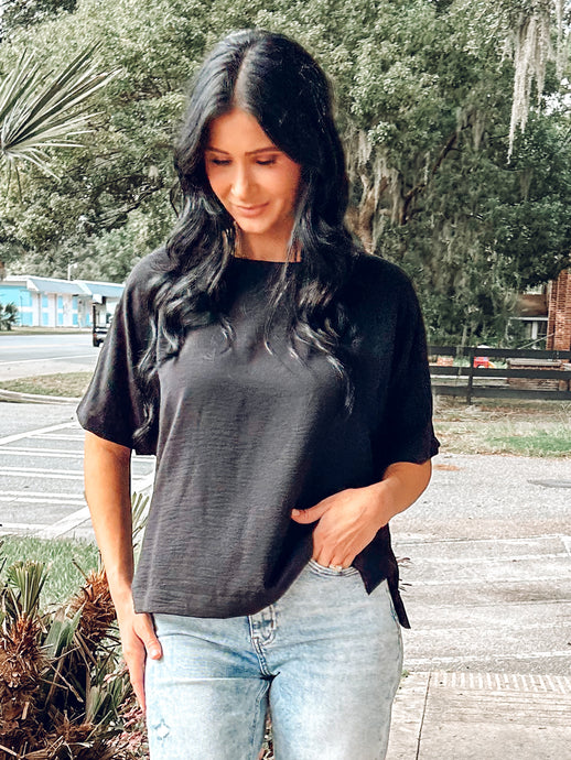 Solid Airflow Boxy Top | Black