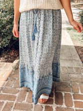 Boho Floral Maxi Skirt | Blue