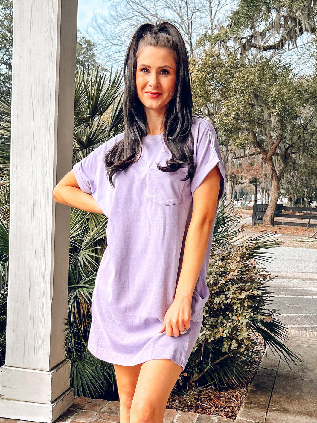Cotton Tee Dress | Dusty Purple