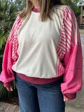 Candy Striped Sweatshirt | Pink