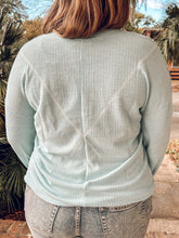 Reverse Stitch Ribbed Top | Blue