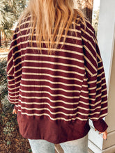 Striped Mock Neck Sweatshirt | Raisin