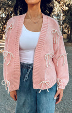 Charming Pearl Bow Cardigan | Light Pink