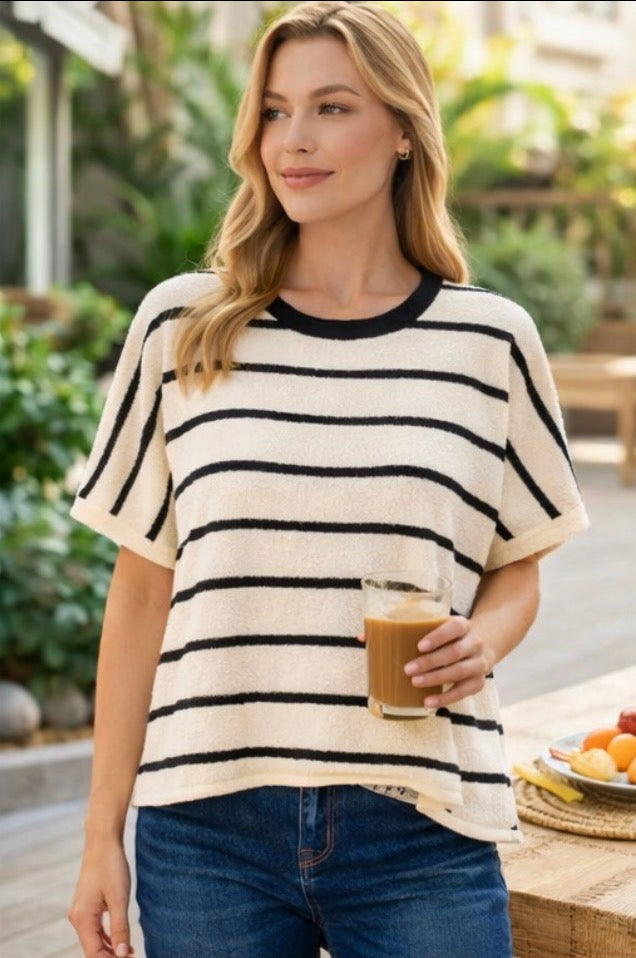 Dani Striped Oversize Sweater | Black