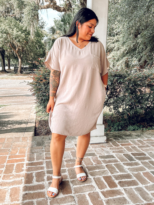 Airflow VNeck Tee Dress | Taupe
