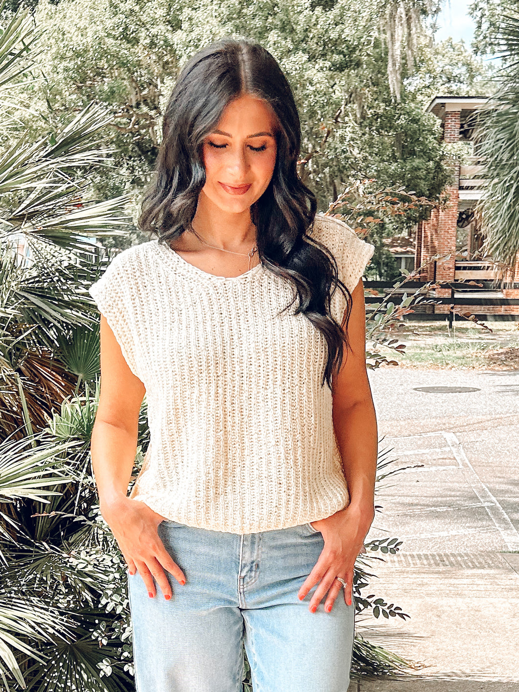 Knit Sweater Vest | Vanilla