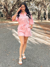 Button Collared Romper | Pink