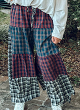 Patchwork Plaid Wide Leg Pant