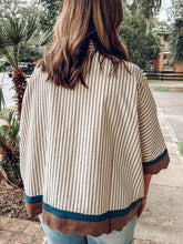 Scalloped Hem Striped Top | Cream/Navy