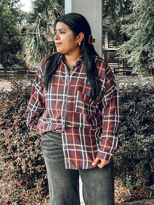 Plaid Button Down | Burgundy