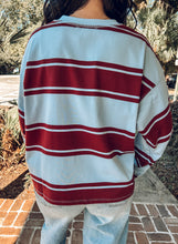 Crew Knit Wide Striped | Burgundy Light Blue