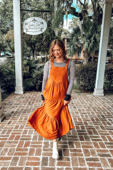 Stroll Overall Midi Dress | Camel