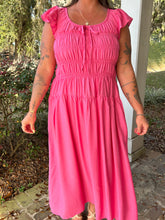 Shirred Midi Dress | Pink