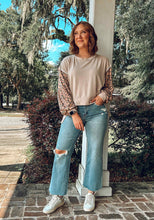 Terry Leopard Dolman Top | Taupe