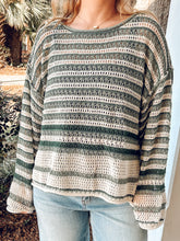 Striped Crochet Knit Sweater | Pine