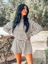 Cozy Stripe Lounge Short Set | Dark Olive