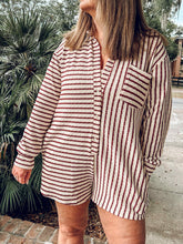 Grateful Striped Collared Romper | Burgundy