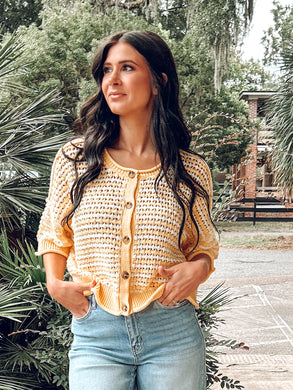 Striped Knit Cardigan | Butter Yellow