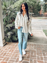 Cotton Dolman Striped Top | Olive