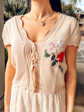 Embroidered Open Front Knit | Natural